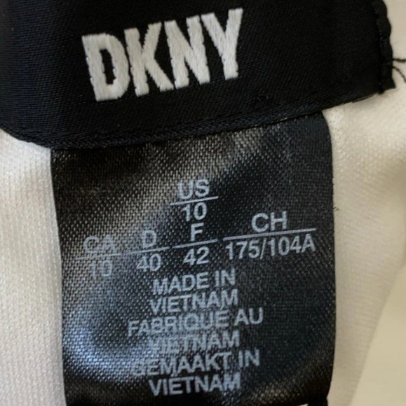 New! Tags!! DKNY White Long Slit Sleeve Dress With Tie Waist Sz 10 - Picture 3 of 12